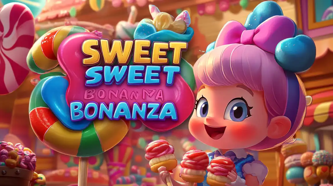 Play the Popular Sweet Bonanza Slot at KKBD The colorful and delicious world of the Sweet Bonanza slot game, featuring a cute character in a land of candy, available to play now at the KKBD casino.