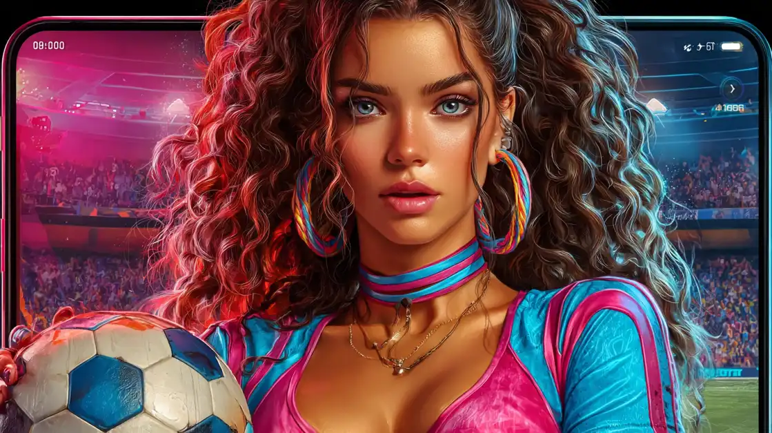 A dynamic basketball player dribbles down the court, surrounded by fiery energy, capturing the fast-paced excitement of live basketball betting on KKBD.