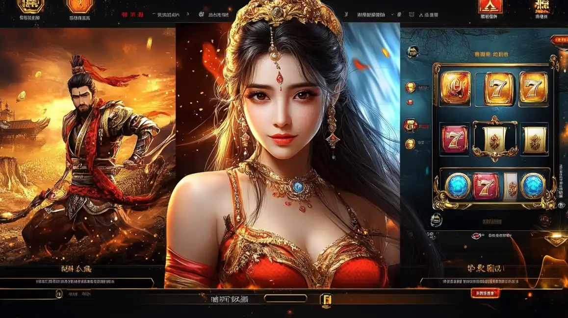 A stunning woman in a golden top shows off the diverse game selection available on the official KKBD app, surrounded by floating crypto coins.